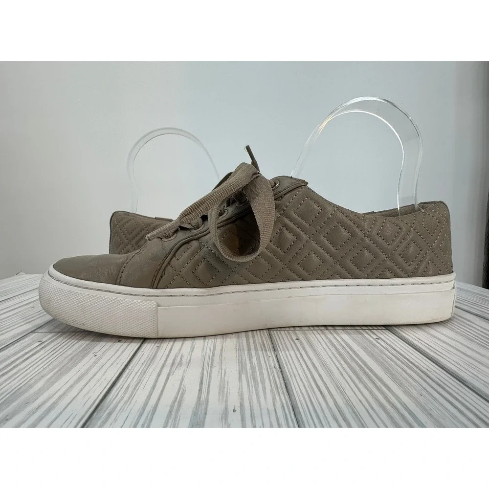 Tory Burch Women's Marion Quilted Gray‎ Leather Sneakers Size 8M Tennis Shoes